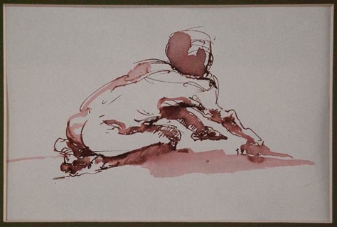 "Facing the sun" study 1. Line & Wash 18x12cm